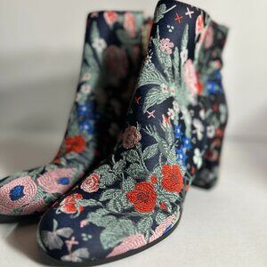 Indigo Rd. Floral Embroidered Ankle Booties | 2in Chunky Heel